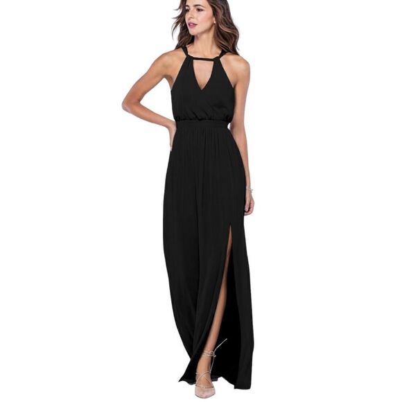 Watters & Watters Halter Top Fleurette Gown Navy Size 16W - Picture 1 of 12